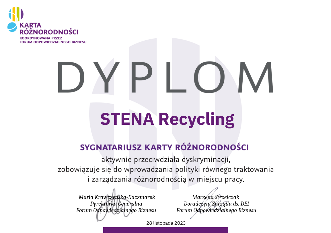 Dyplom dla Stena Recycling