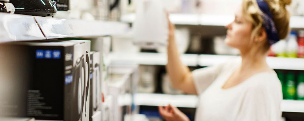 Girl looking at items in a store