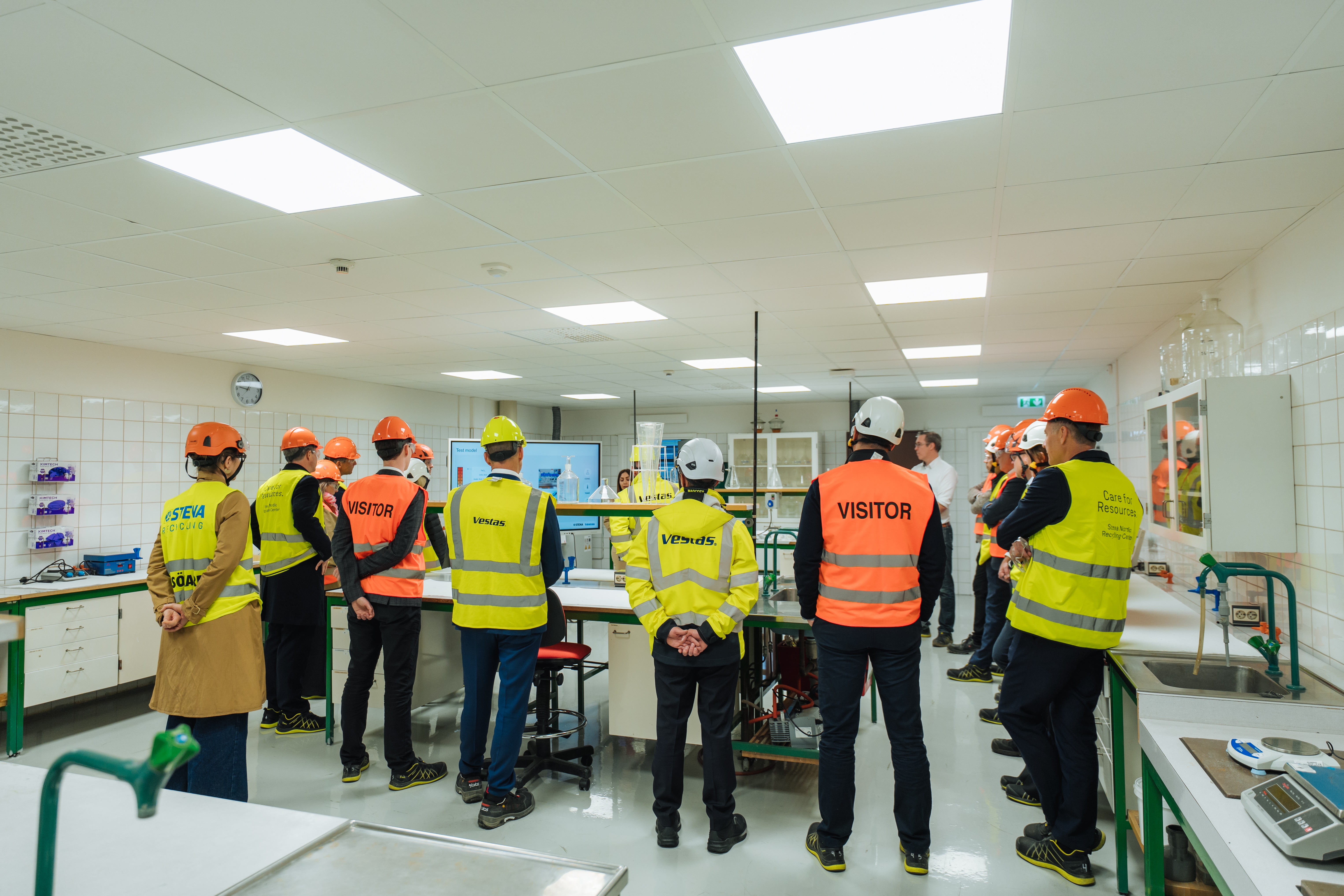 Visitors in Stena Nordic Recycling Center in Halmstad Sweden