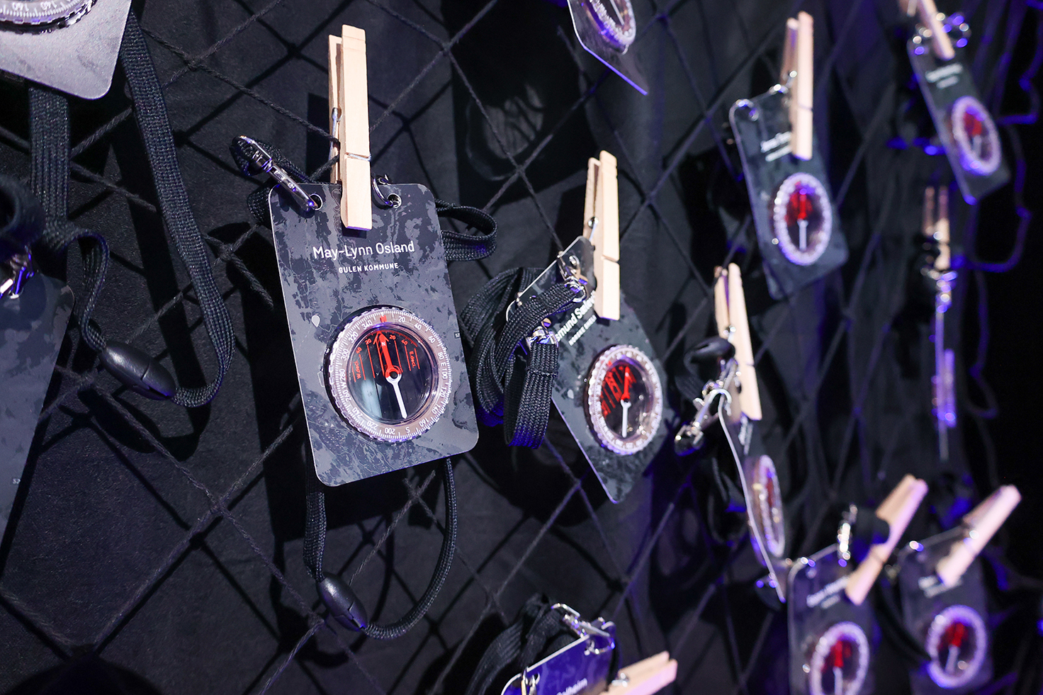 nametags with compasses