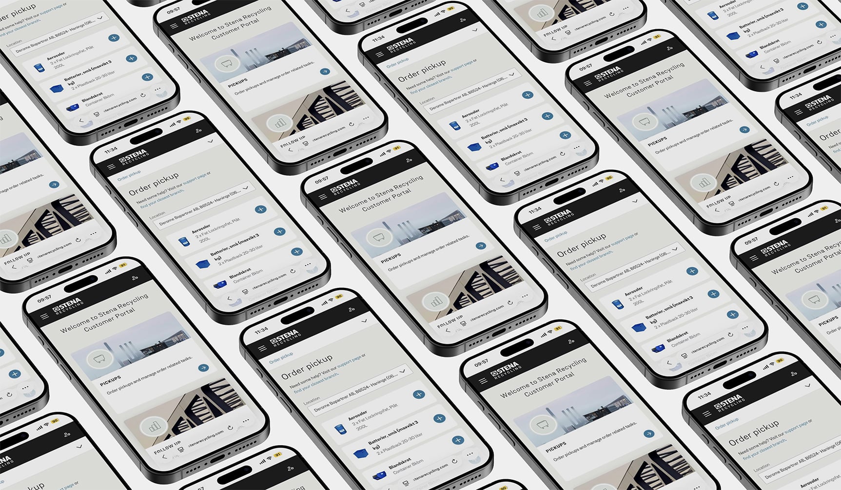Mobiltelefoner som visar kundportalen