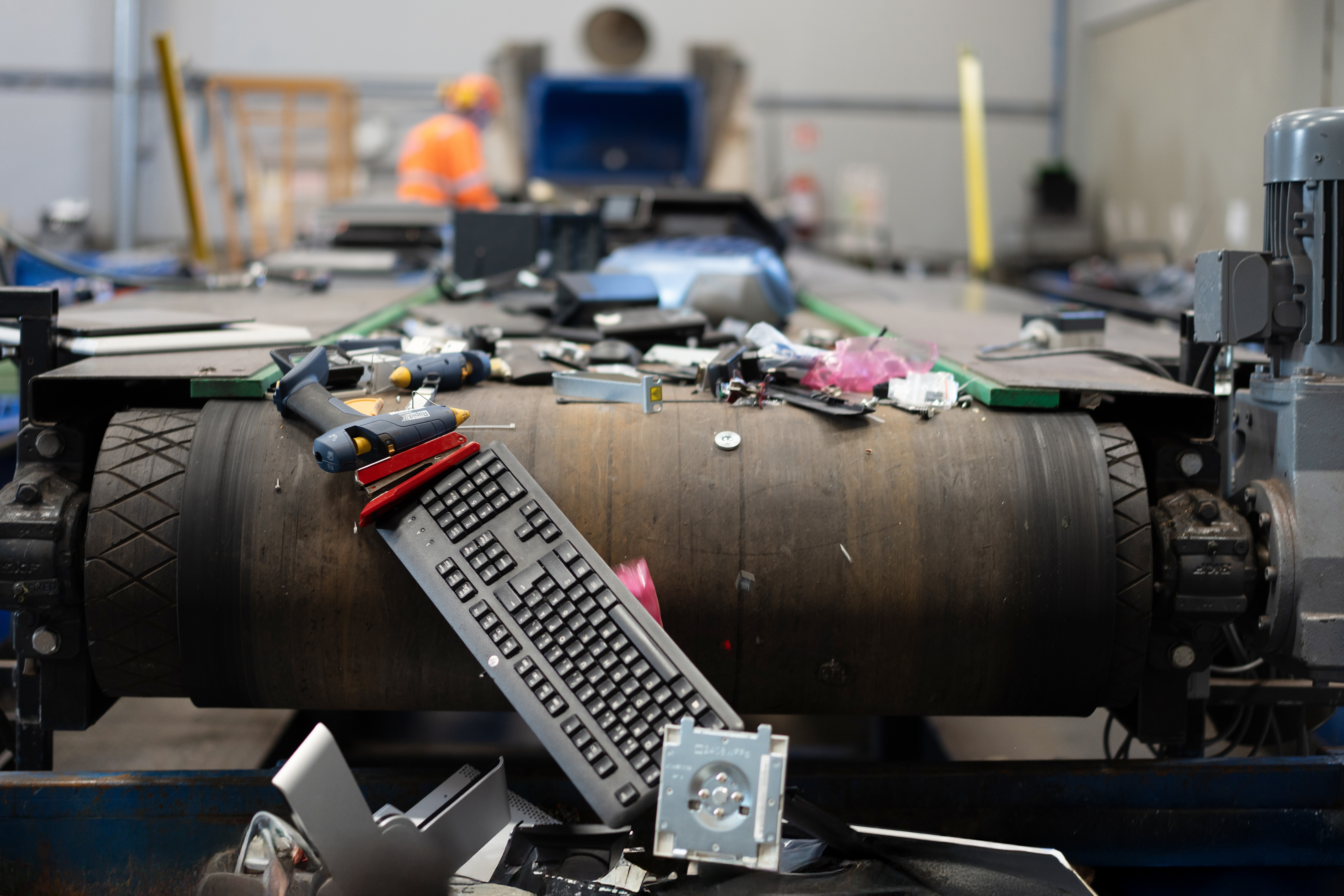 E-waste at recycling facility