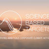 Science Based Targets logotype over et luftfoto af horisonten
