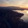 Flygbild över solnedgången över den svenska västkusten