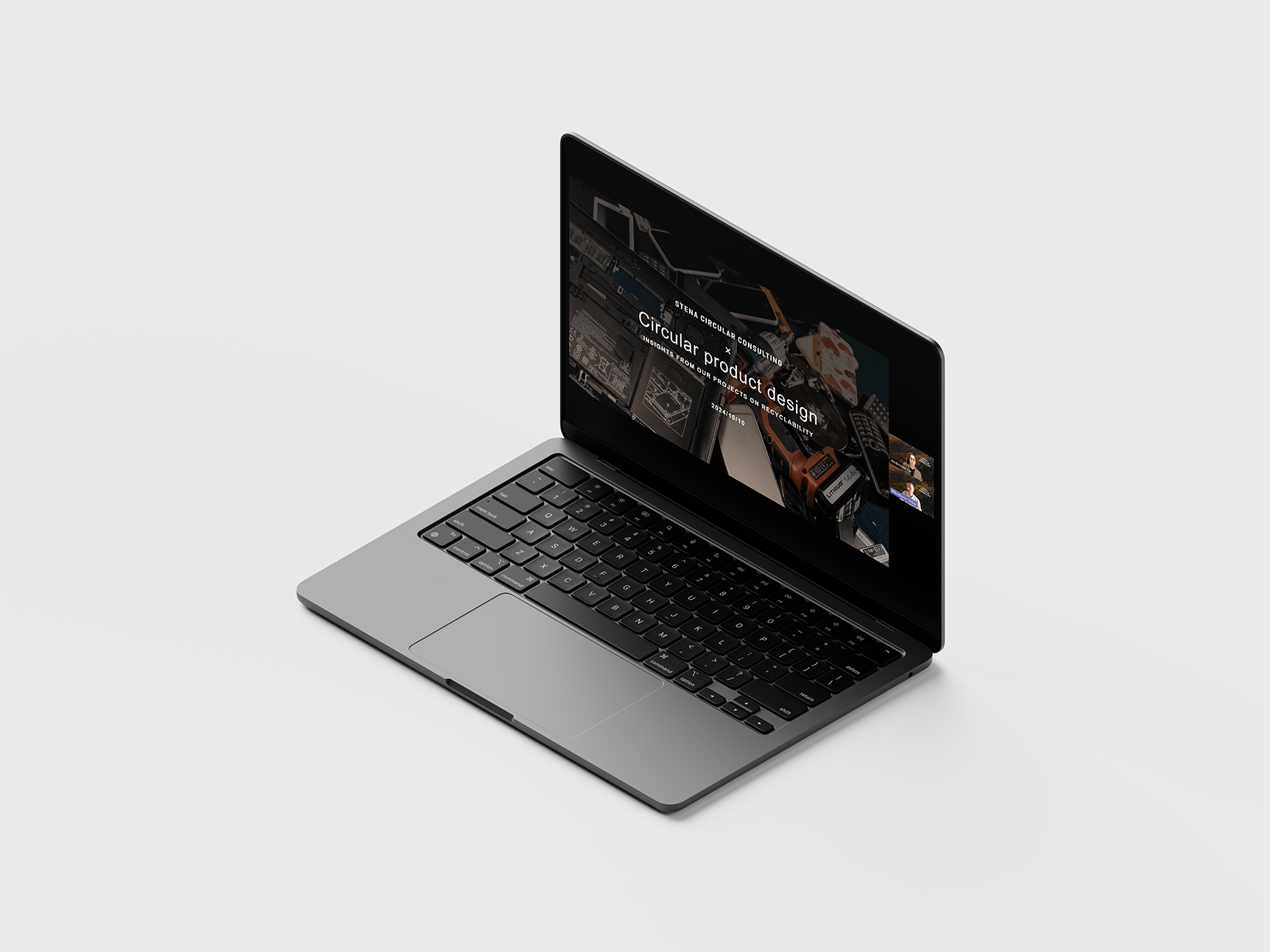 En bärbar dator som visar upp Stena Circular Consultings webbseminarier