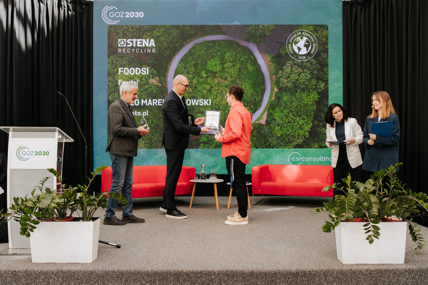 Odbiór nagrody Stena Circular Economy Award przez przedstawiciela Foodsi