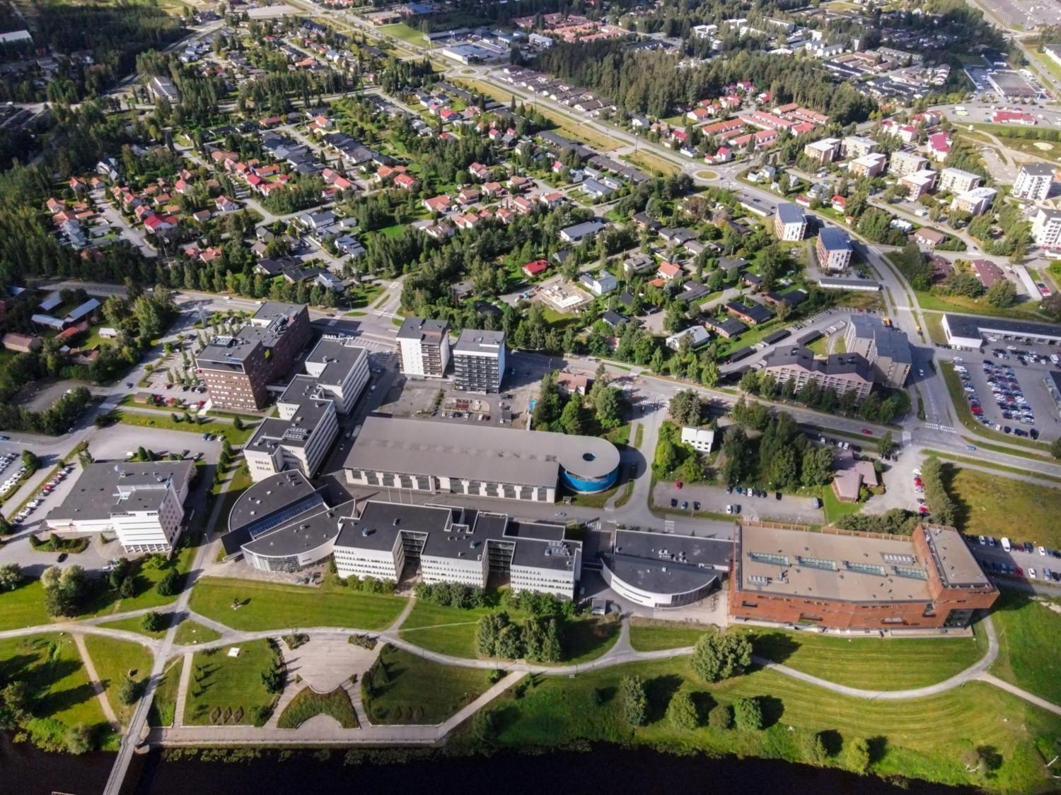 Seinäjoen Framin rakennuksia ilmakuvassa.