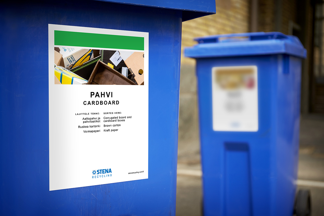 Jäteastia keräyskartongille. Stena Recycling.