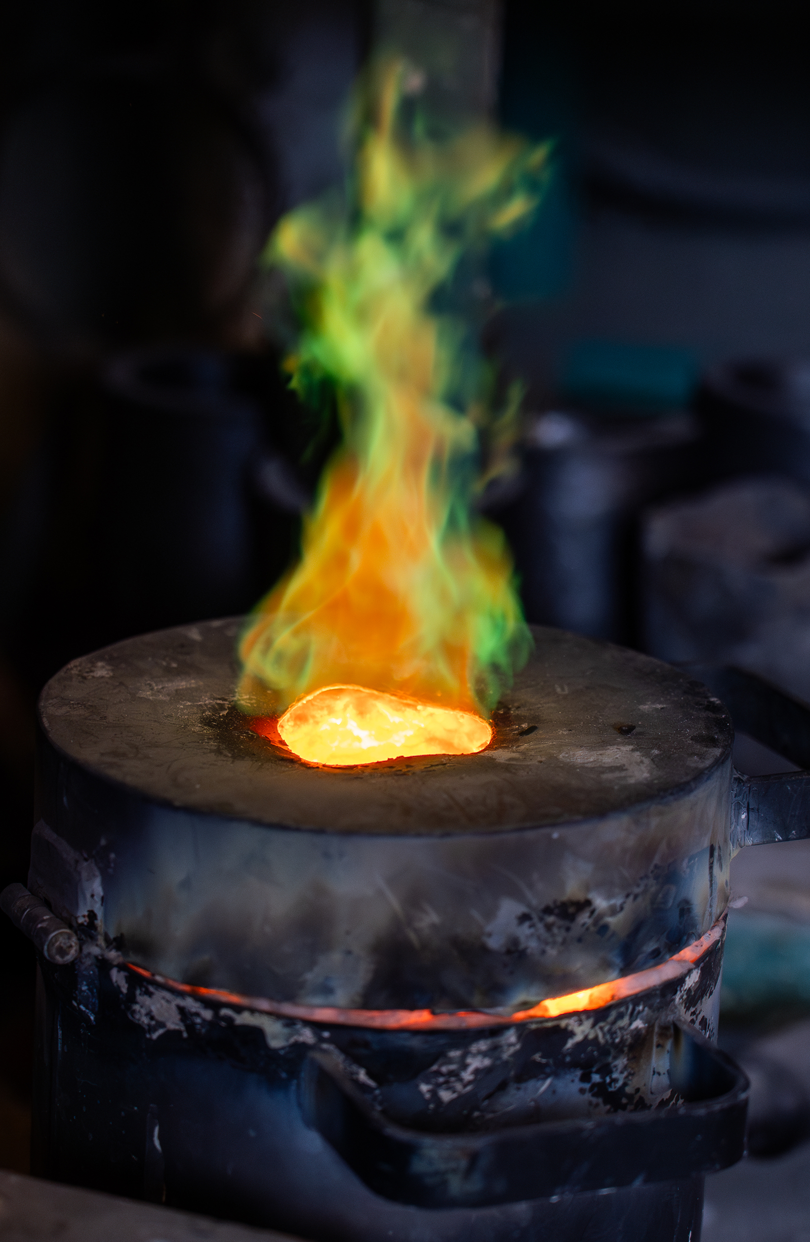 The casting process of a sculpture