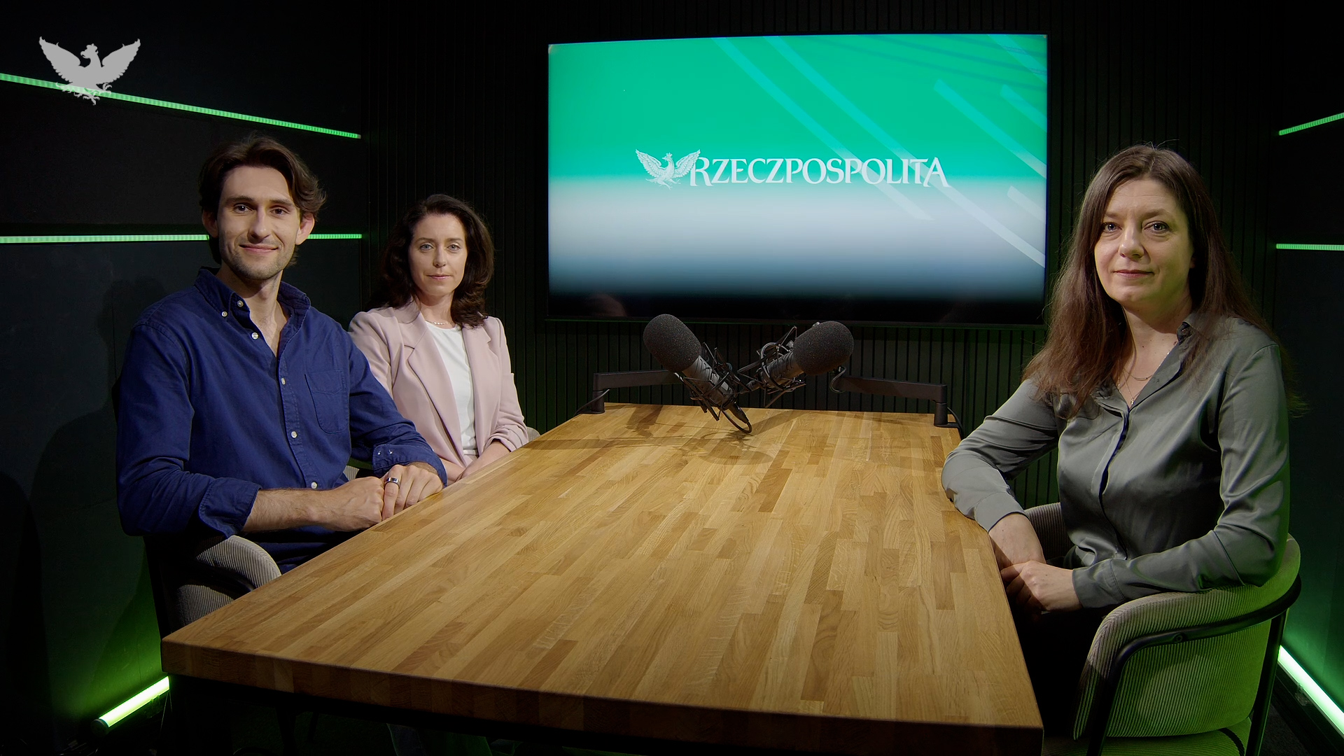 podcast, dyskusja, Rzeczpospolita, cyrkularność, troje ludzi, studio