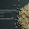 Webinar: 'Unpacking the Plastics Problem' by Stena Circular Consulting with plastic pellets in the background.