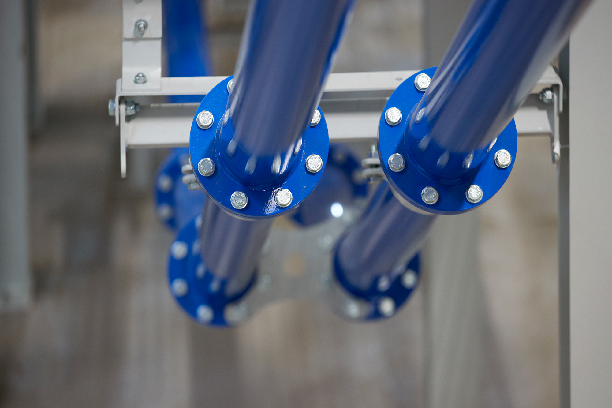 Battery factory blue pipes