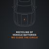 The cover of Stena Recycling's positioning paper. It features a white illustrated electric car with the text: "Recycling of vehicle batteries. We close the circle."