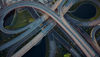 Luftfoto af motorvejstilkørsel