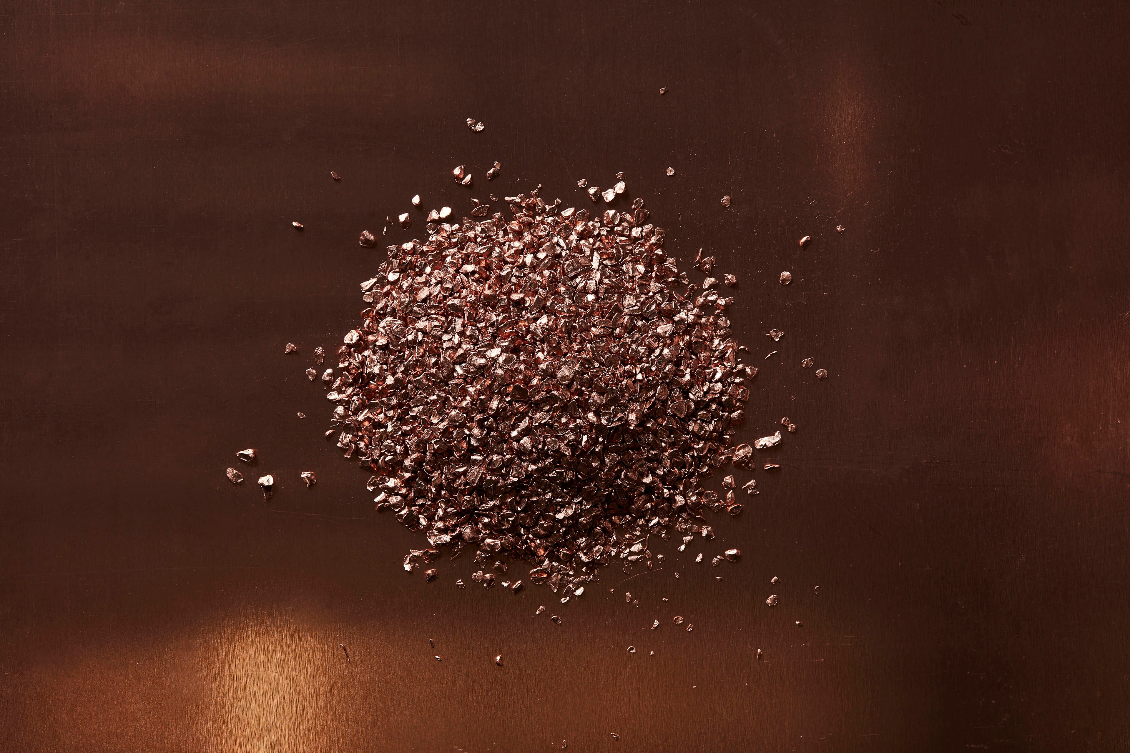 A pile of recycled copper granulates