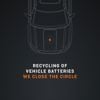 The cover of Stena Recycling's positioning paper. It features a white illustrated electric car with the text: "Recycling of vehicle batteries. We close the circle."