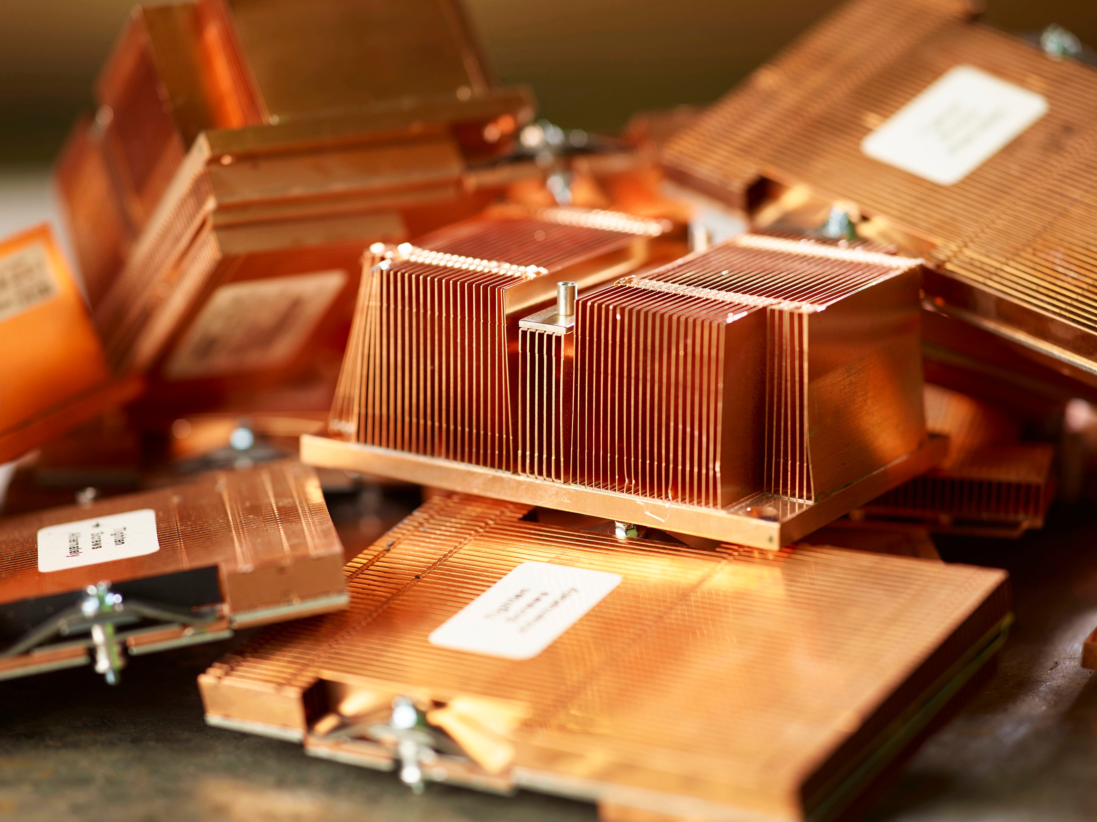 Components from used electronics ready to be reused or recycled by Stena Recycling.